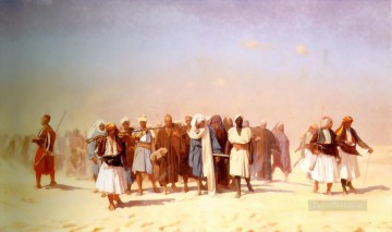  Desert Oil Painting - Egyptian Recruits crossing the Desert Greek Arabian Orientalism Jean Leon Gerome
